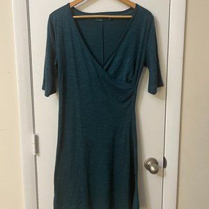 Prana faux wrap knit dress—Teal color—Size Large
